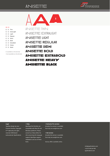 Anisette PDF Specimen preview